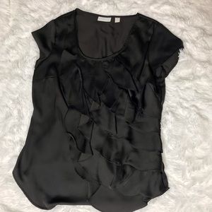 Black ruffle blouse